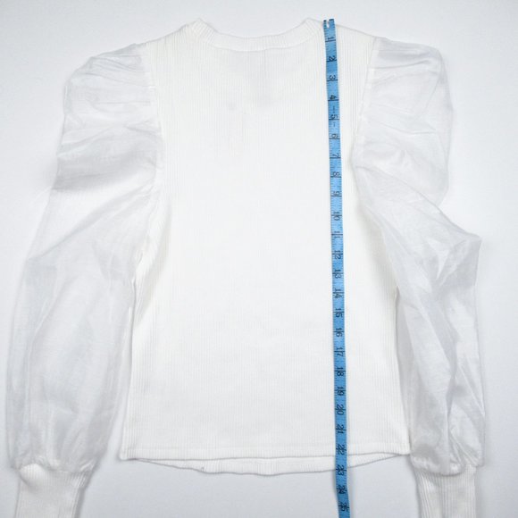 NWT Anthropologie DOLAN Left Coast Sheer-Sleeve Puff-Sleeve Top White - Small - Picture 6 of 14